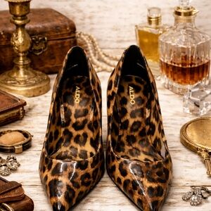 ALDO Cheetah Brown Black 4 Inch Spike Heel Pumps/shoes. Gently Worn. Ladies 6